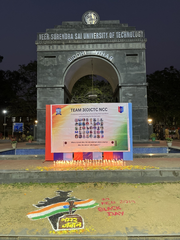 NCC VSSUT Burla pays heartfelt tribute to the martyrs of Pulwama.